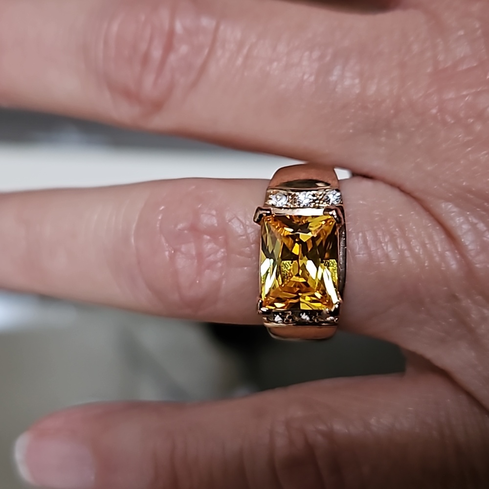 Fashion Ring Synthetic Yellow Topaz Fashion Dazzler
